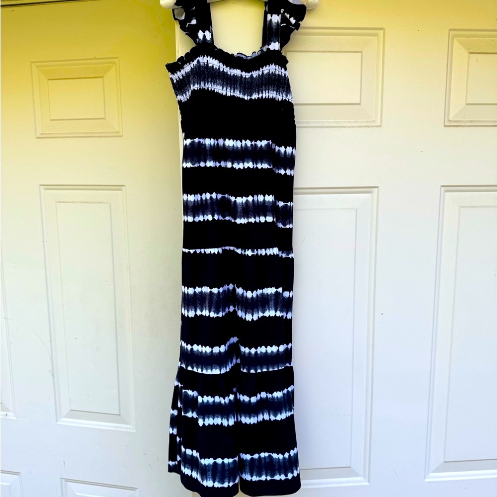 Wonder Nation, Black and White Tie-Dye Girl’s Maxi Dress, Size M 7/8